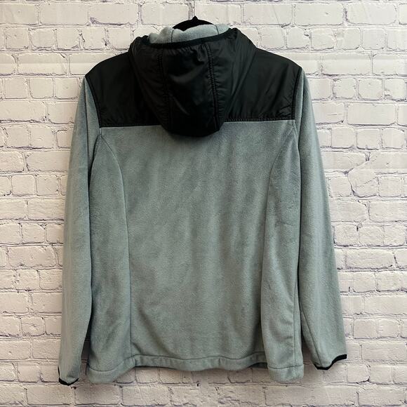 Columbia Gray Black Hooded Fleece Zip Up Jacket Large Lightweight Fall - Picture 4 of 7